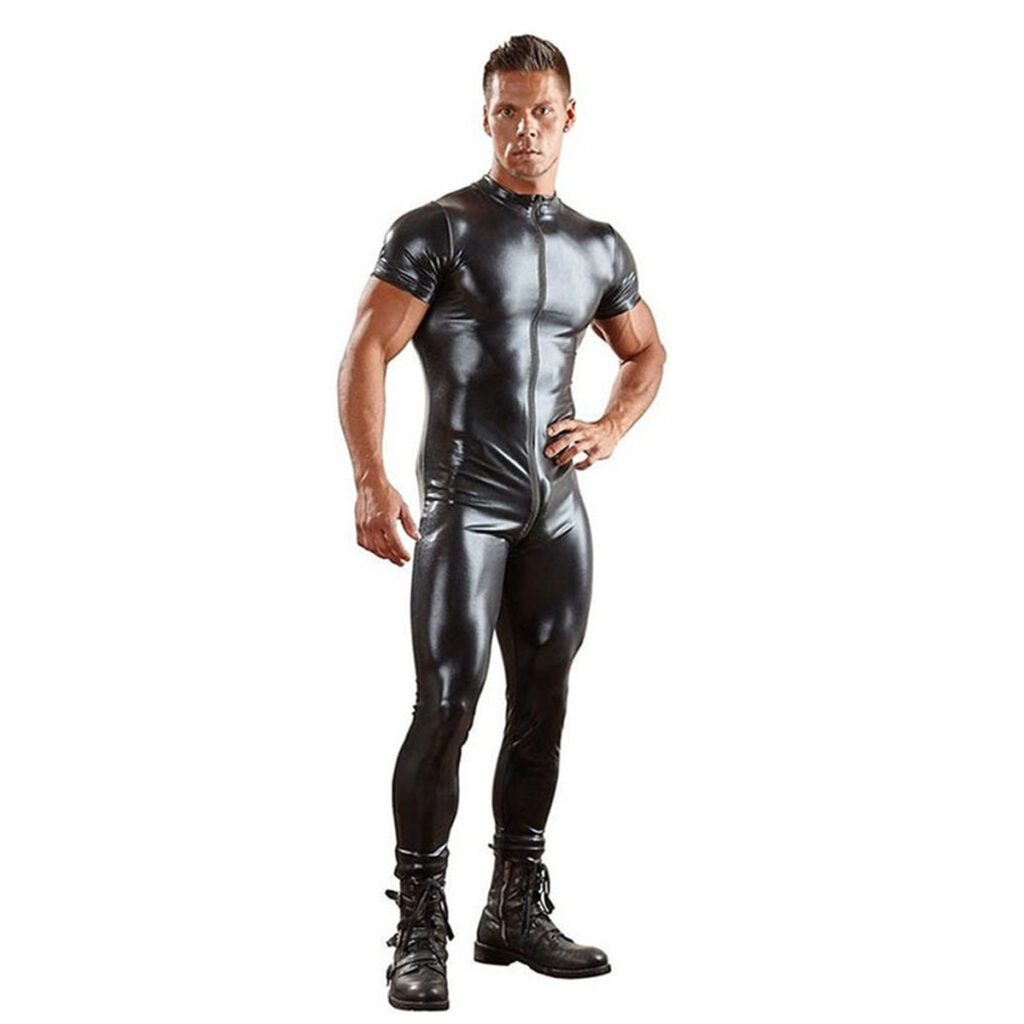 latex, jumpsuit, mannen, kleding, uitdagende, sexy, bodysuit, korte mouwen, s, xl