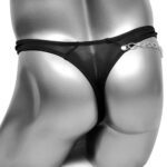 Lederen slip, BDSM onderbroek, trekband, SM string, lederen slip, erotisch ondergoed, heren, ketting, wetlook, verstelbaar