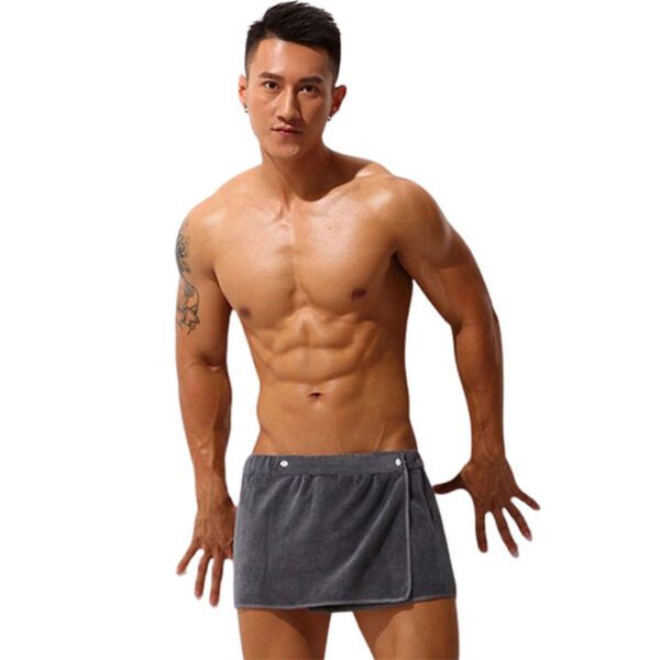 Boxershort,draagbare handdoek onderbroek, knoopjes, erotisch, onderbroek heren, sexy look, uitdagende mannen lingerie, one size tot 140 cm, microfiber, open kruis, grijs